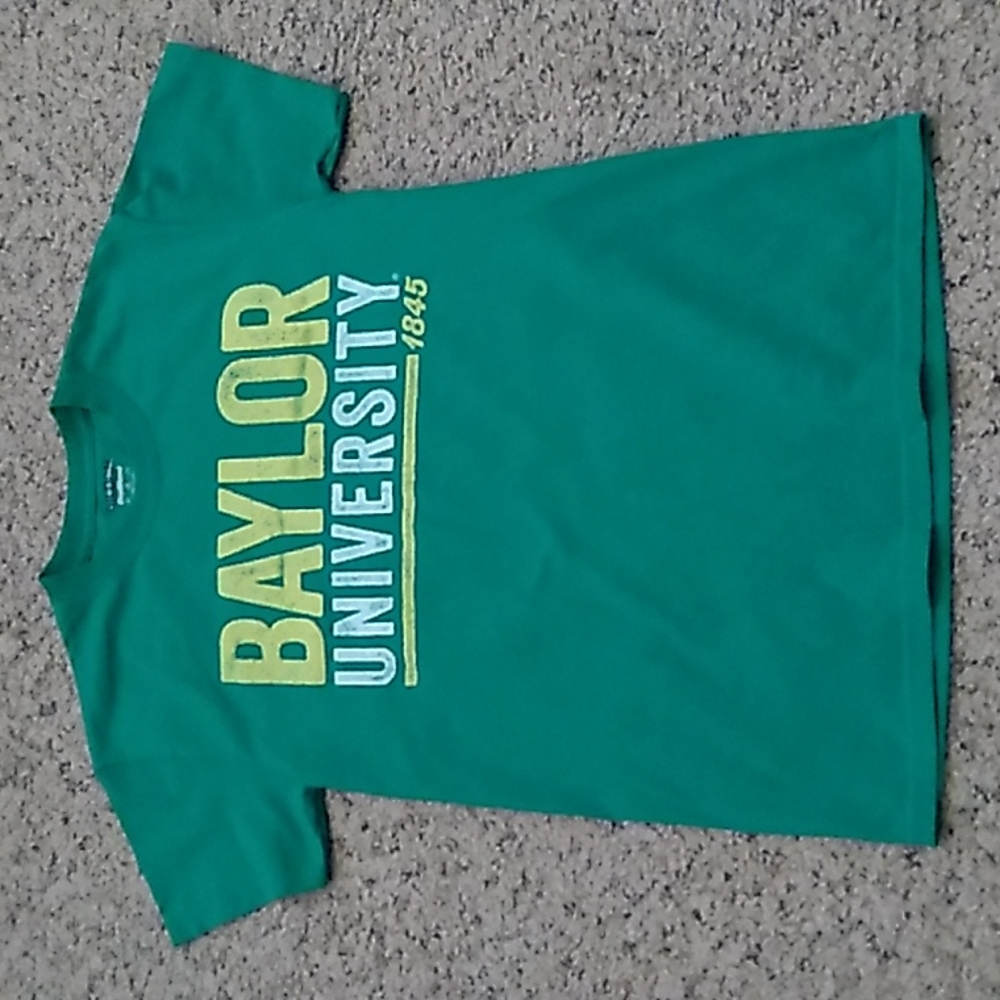 Gildan Men's Baylor University Spell Out  Green Short Sleeve Tee Shirt Small